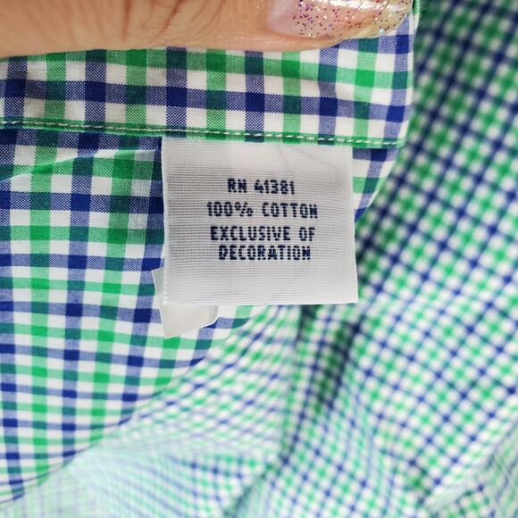 Ralph Lauren Men's Blue Green Plaid Button Down Long Sleeve Shirt Size XL - Picture 6 of 7